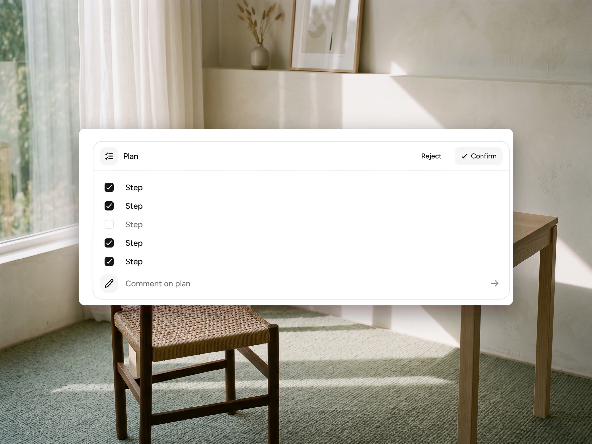 Multiply task plan — AI-proposed plan with steps awaiting team approval