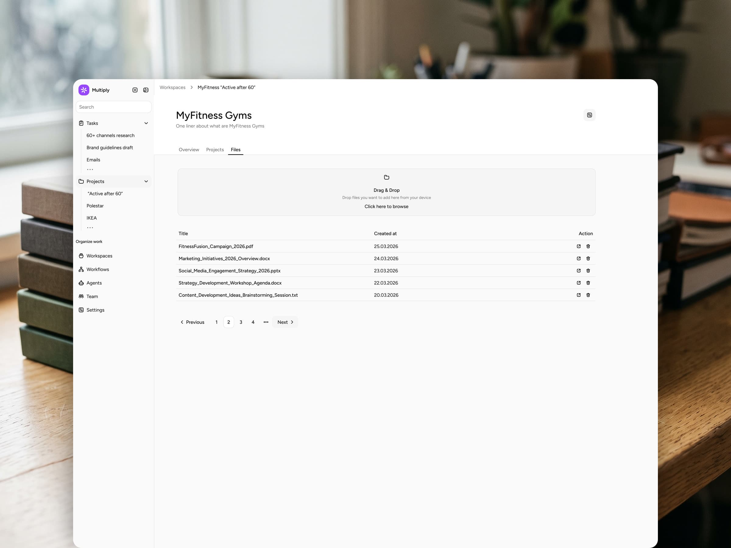 Multiply workspace files — client decks and documents uploaded once, available to every task